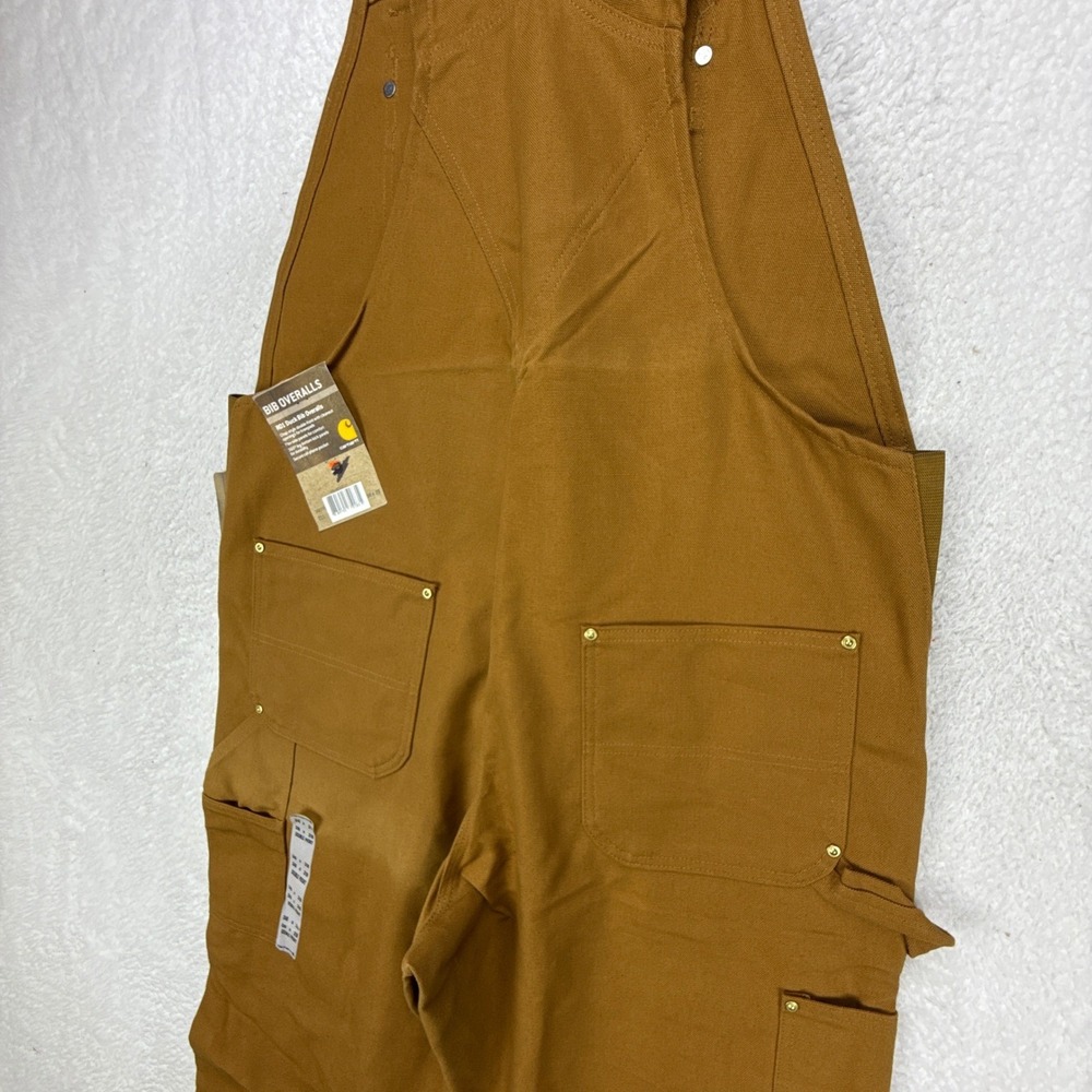 Carhartt R01 Duck Bib Overalls Double Front Chap Knee Pads Mens 38x28 NWT NOS - Picture 12 of 16